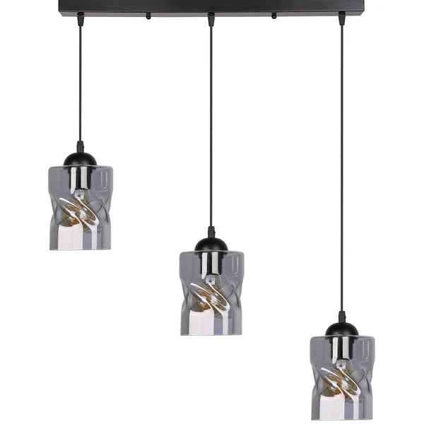 Felis lampa wisząca czarny 3x60w e27 klosz dymiony