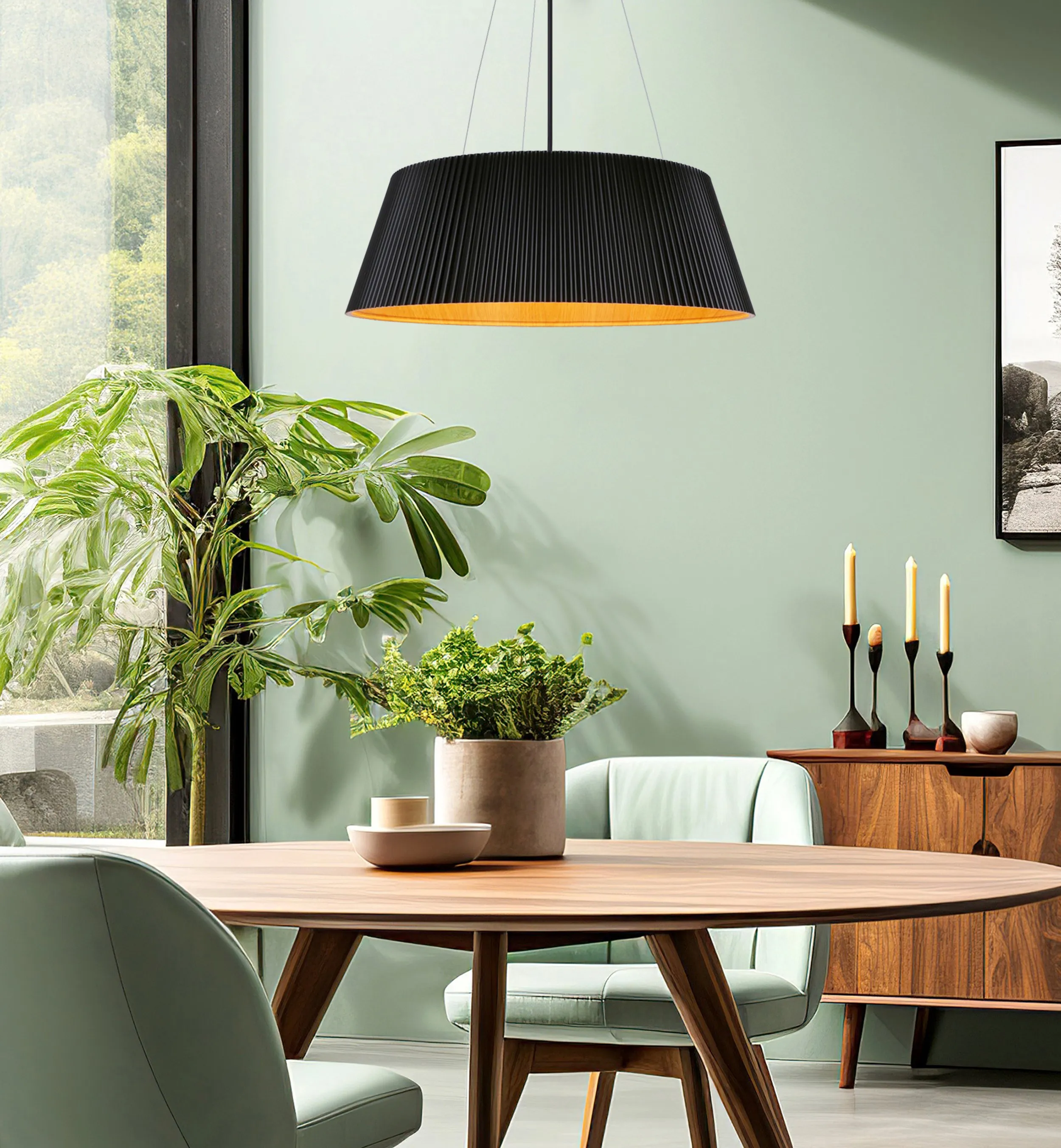 UMBRIA LAMPA WISZĄCA CZARNO DREWNIANA 1X24W LED KLOSZ BIAŁY - obrazek 2