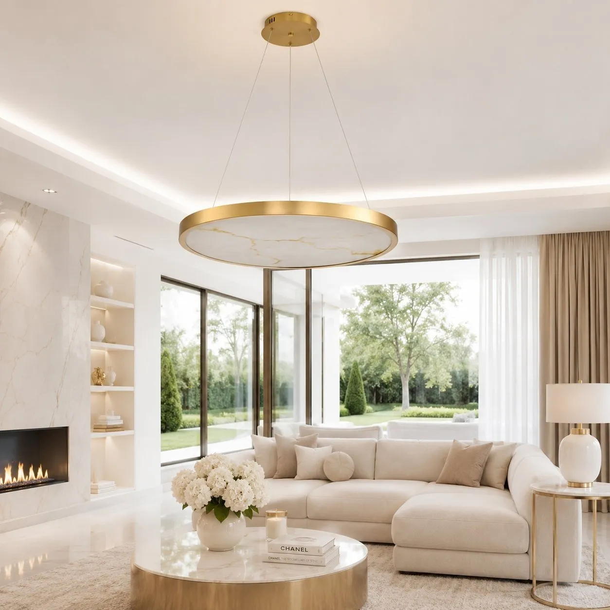 Lampa wisząca ALCHEMY 60 cm - LED, złoty alabaster - obrazek 2