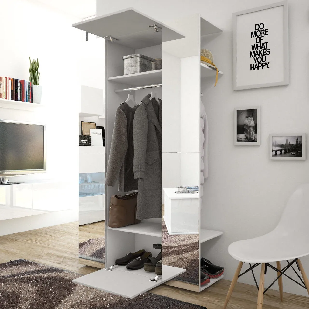 Garderoba CUBE biały + lustro - obrazek 3