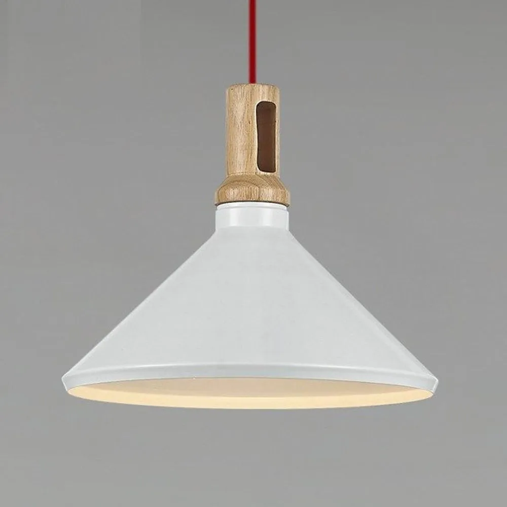 Lampa wisząca NORDIC WOODY biało-drewniana 35 cm - obrazek 2