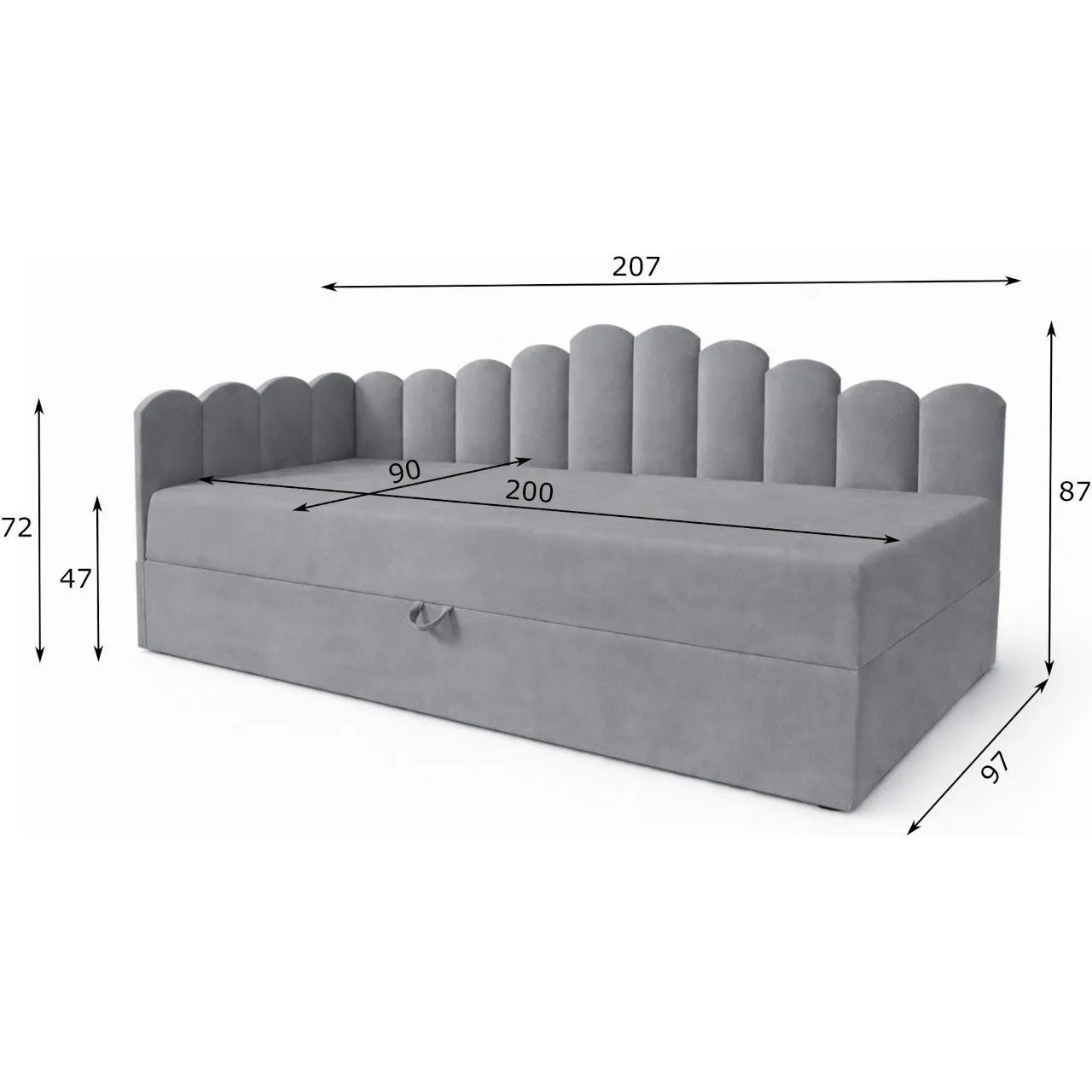 Łóżko dziecięce tapicerowane 90x200 NELA royal 33 lewe - obrazek 4
