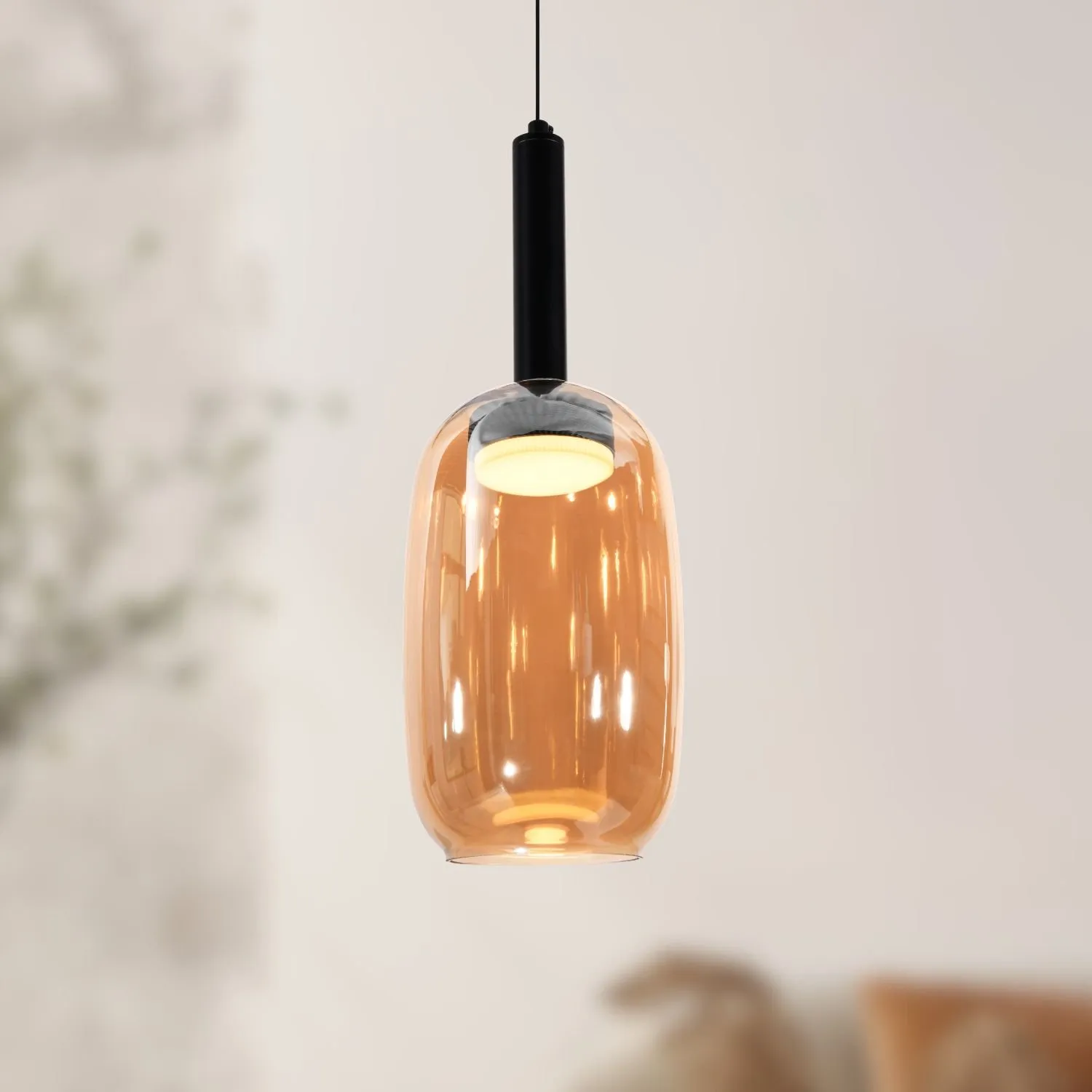 BUENO lampa wisząca czarny 1x9W GX53 klosz bezbarwny+bursztynowy - obrazek 2