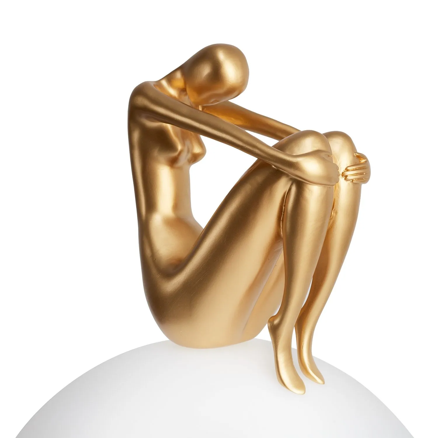 Lampa stołowa WOMAN-2 ,47 cm -złota figura, biały klosz - obrazek 5