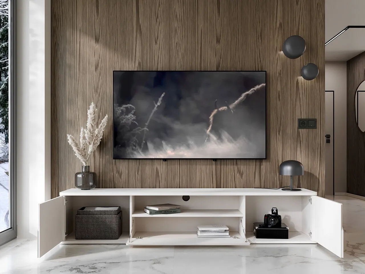 Komoda RTV wisząca RADIUS 180 biały - obrazek 6