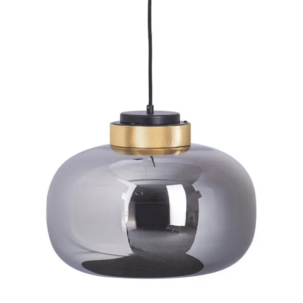 Lampa wisząca BOOM 35 cm - LED, klosz szary, wykonczenie złote