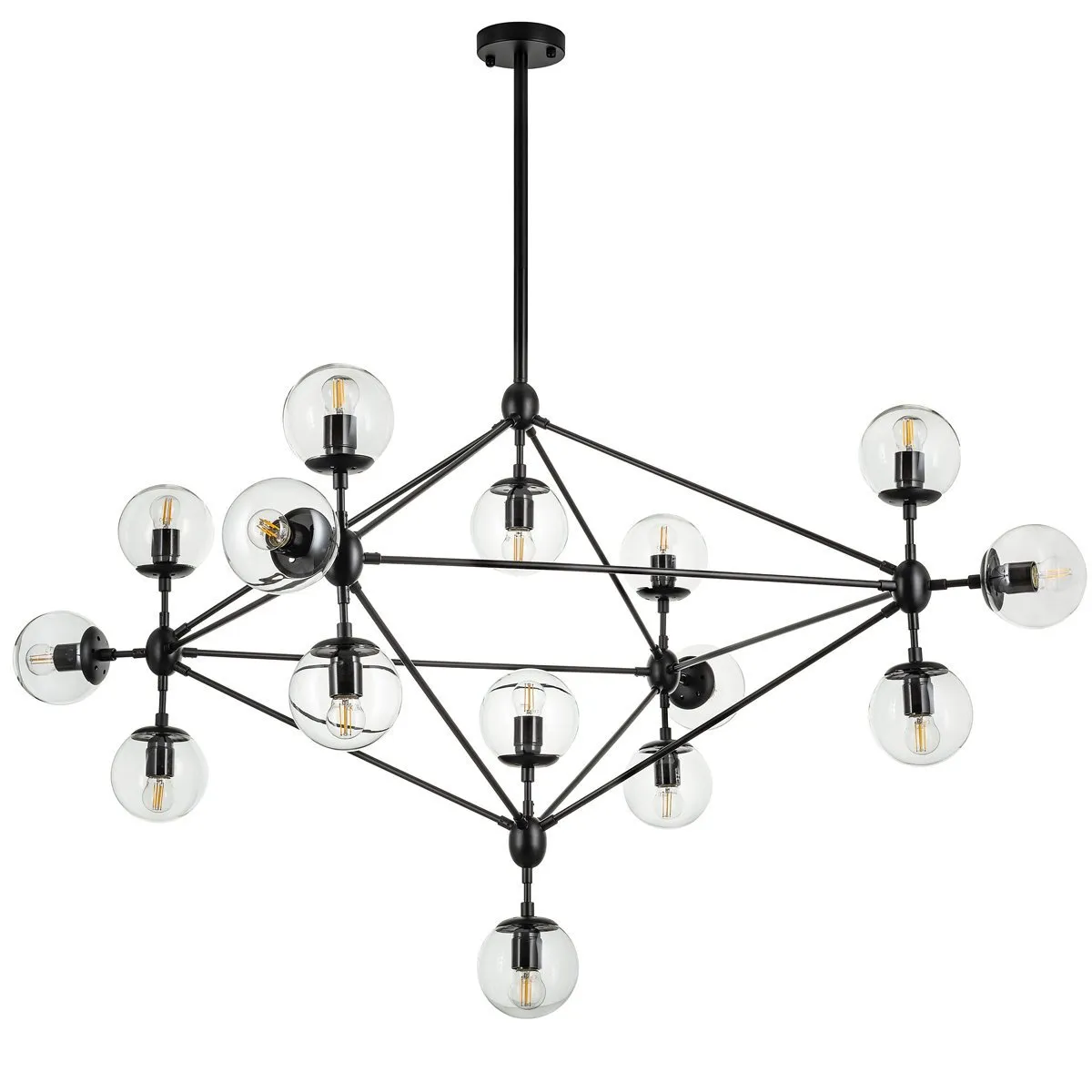 Lampa wisząca ASTRIFERO-15, 110 cm - bursztynowo czarna