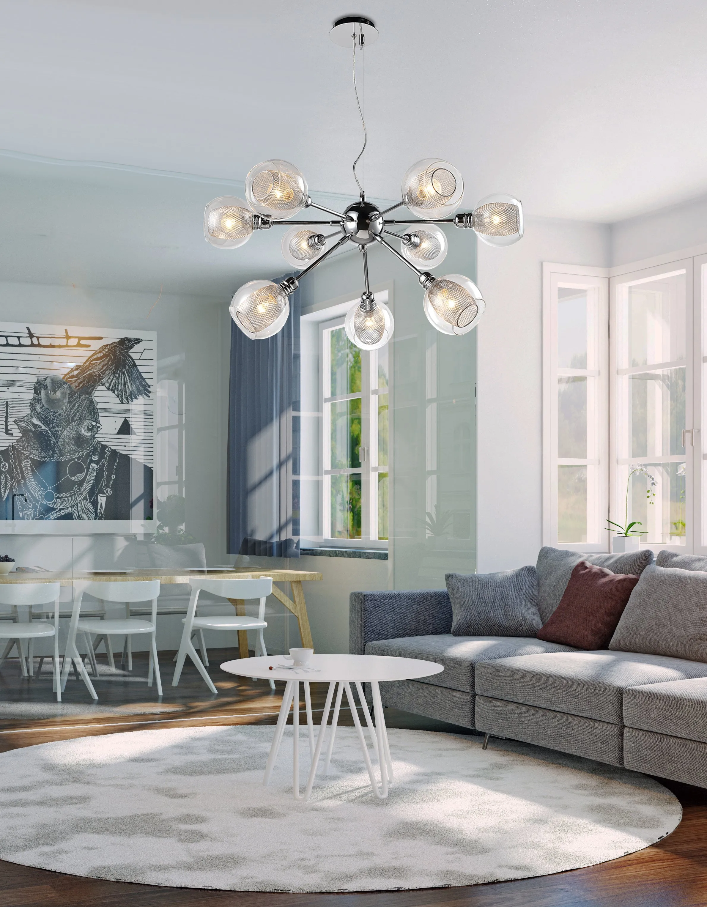 DIXI LAMPA WISZĄCA 9X40W E14 CHROM - obrazek 3
