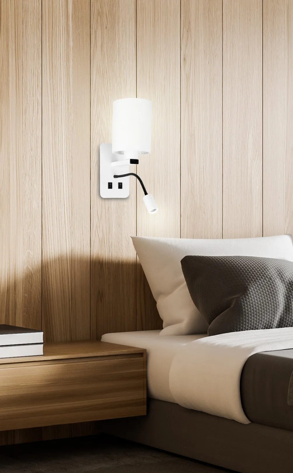 MAGNUM 3 LAMPA KINKIET PROSTOKĄTNY 1X40W E27+3W LED ABAŻUR OKRĄGŁY BIAŁY - obrazek 6