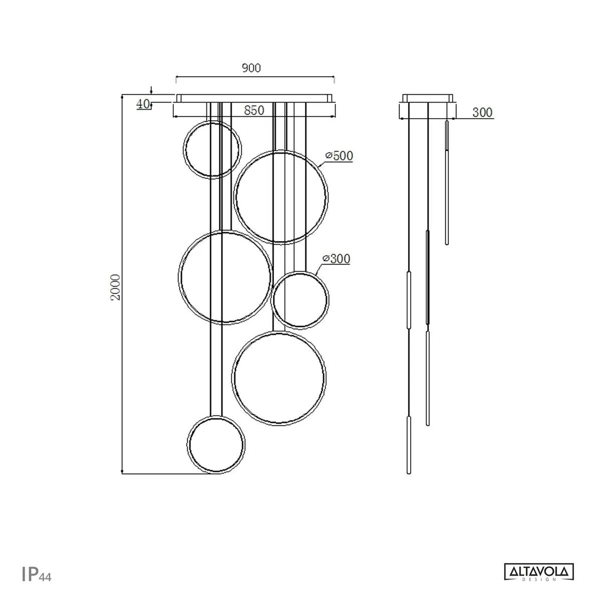 Lampa wisząca Ledowe Okręgi No.8 czarny 90cm 3k - obrazek 10