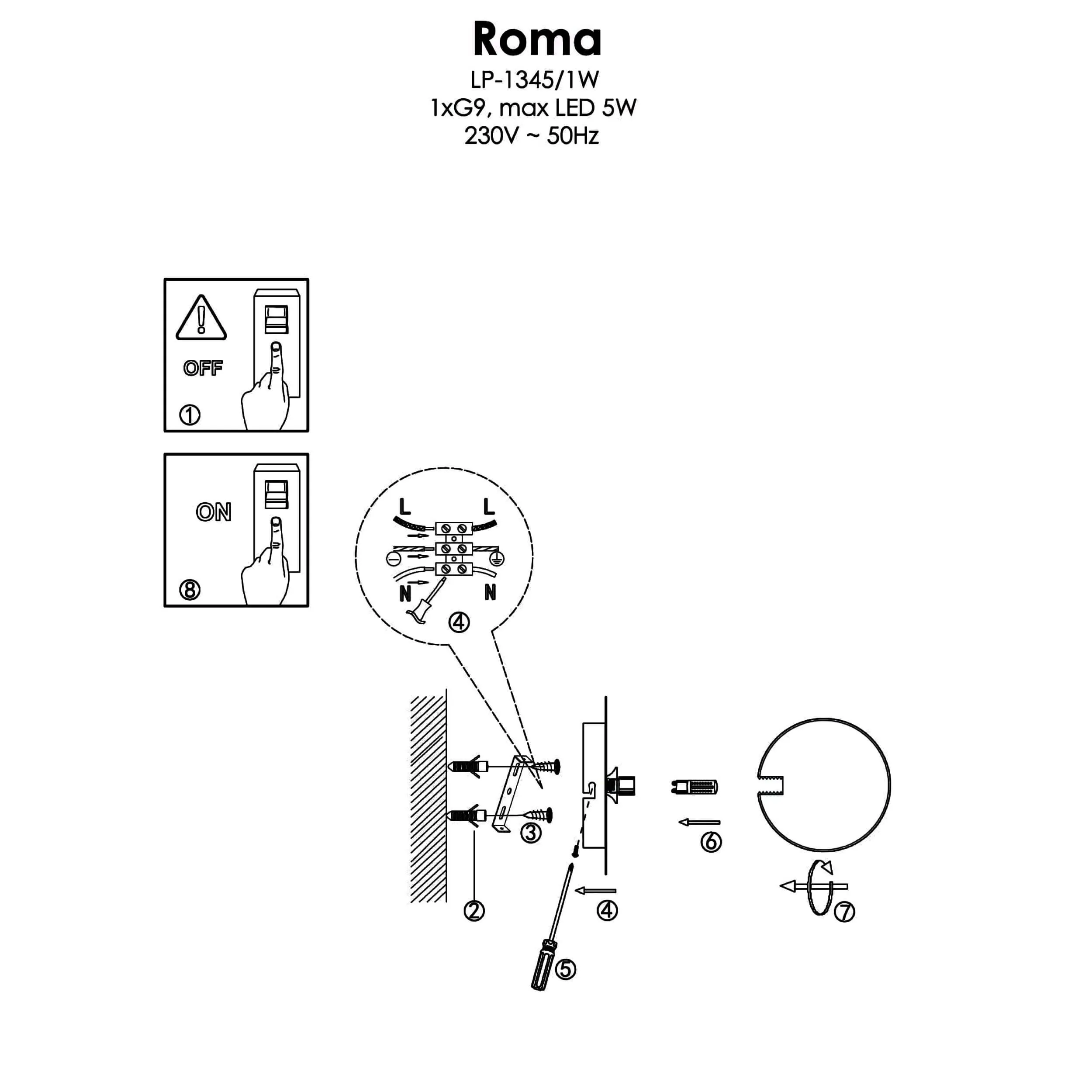 Kinkiet Roma czarny 1xG9 - obrazek 4