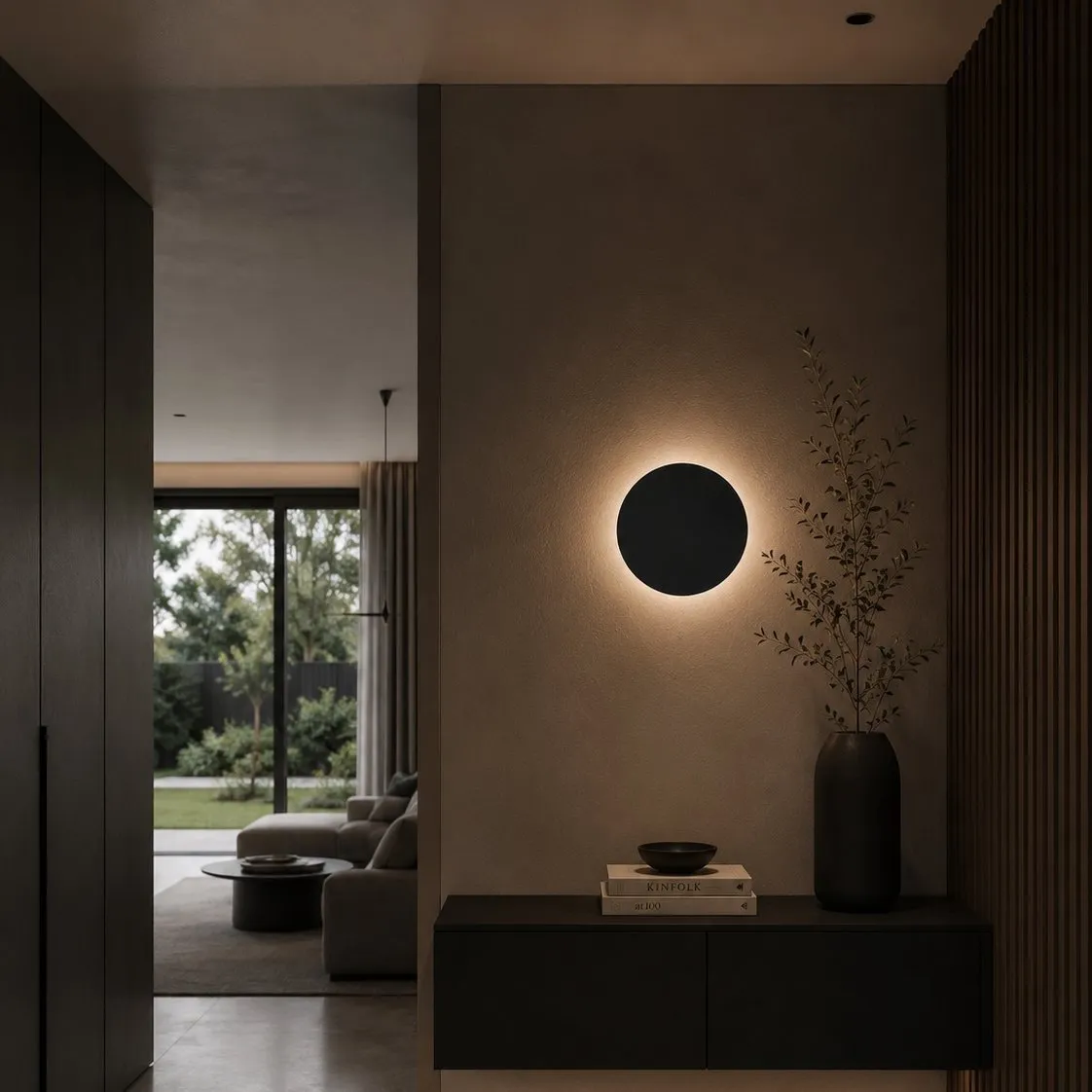 Lampa ścienna NYX 20 cm - LED okrągła, metalowa, czarna - obrazek 2