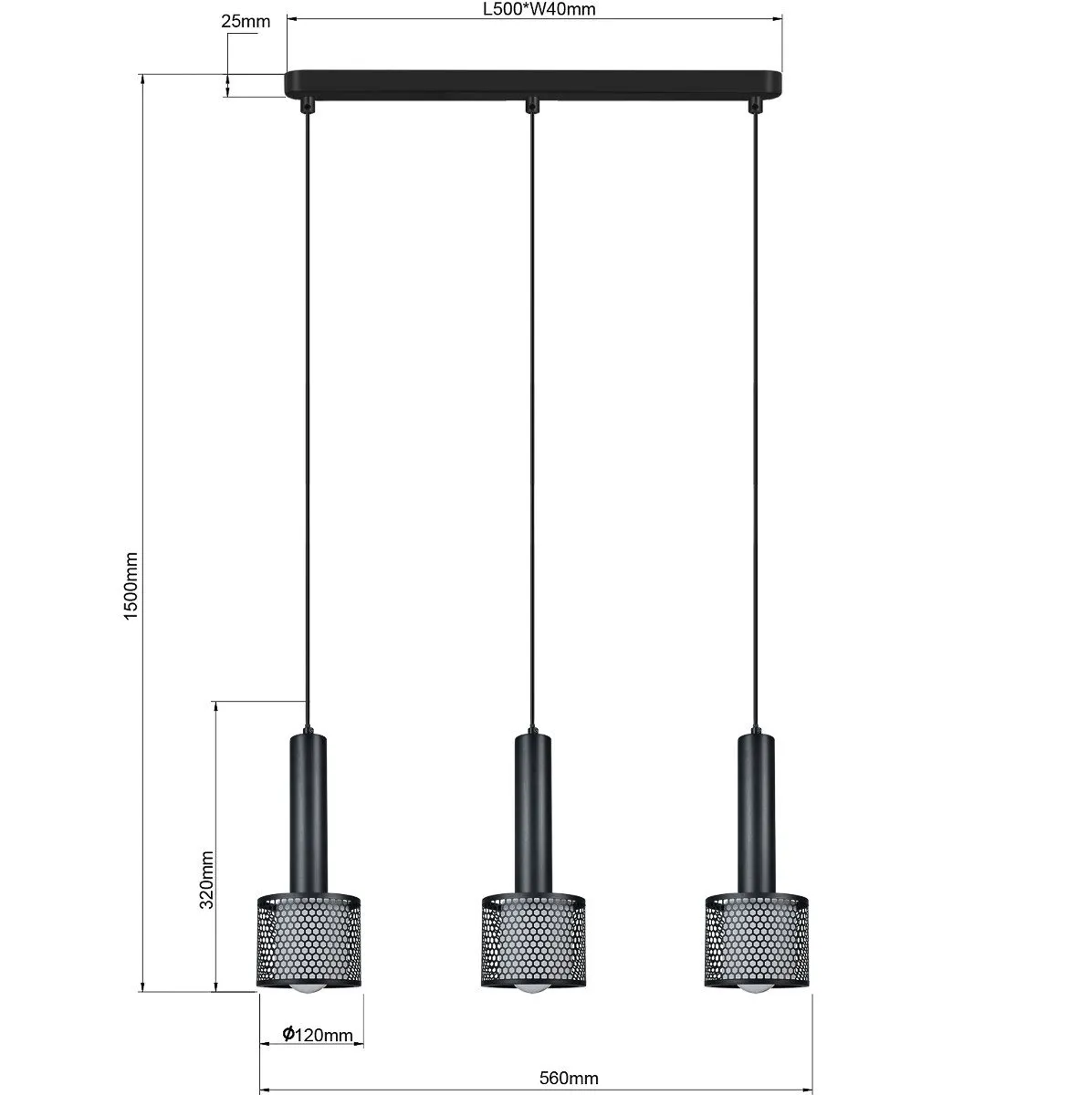 Lampa wisząca Amo czarna 3xE27 - obrazek 7