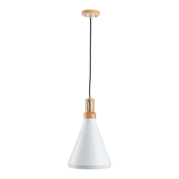 Lampa wisząca NORDIC WOODY biało drewniana 25 cm