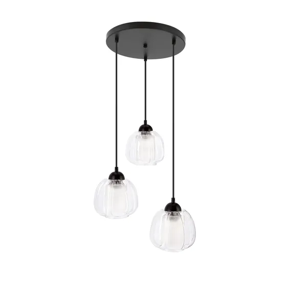 VALERIA lampa wisząca czarny talerz 3x40W E27 klosz bezbarwny