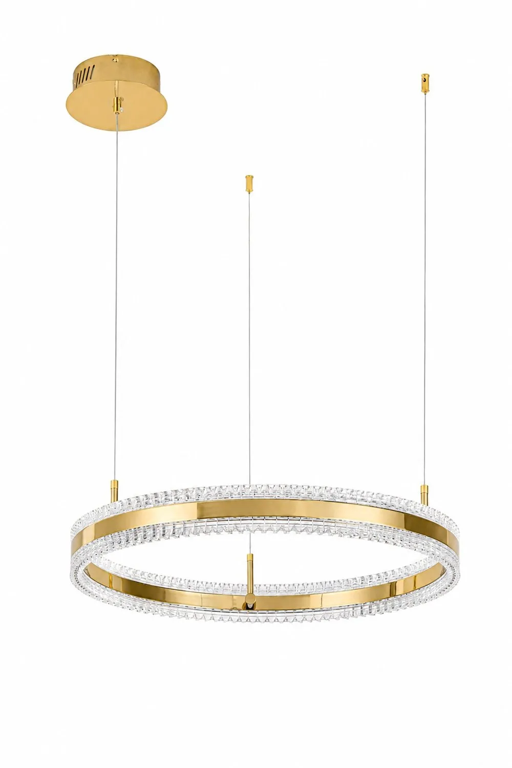 Lampa wisząca ARKADIA LED 60 cm - złoty połysk z kryształowym pierścieniem - obrazek 5