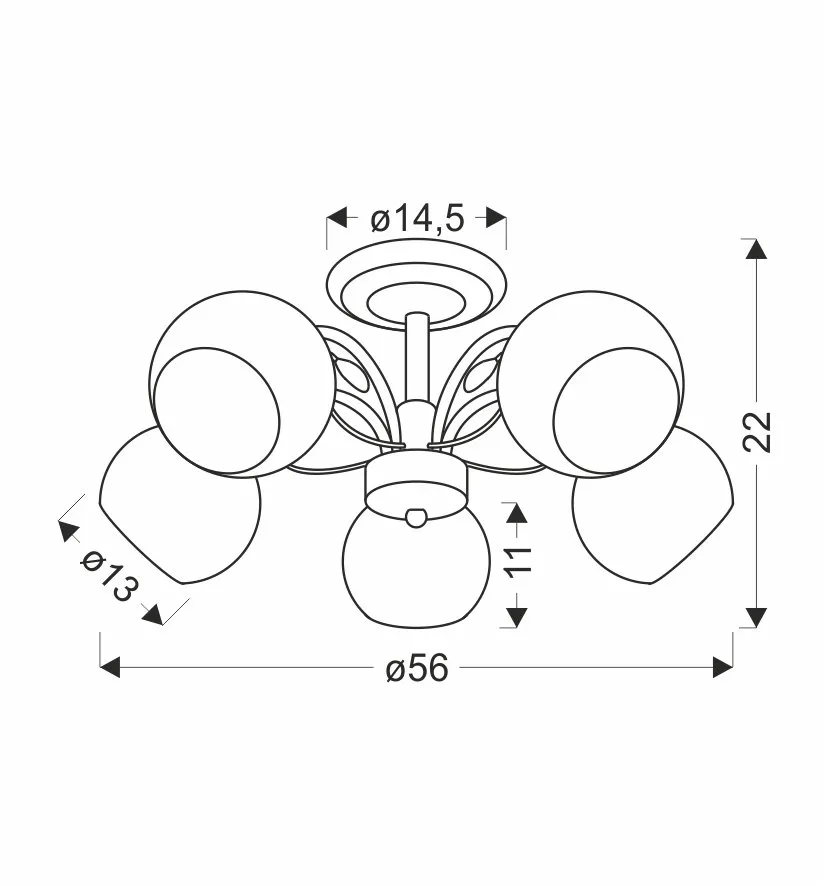 GRAPHITE LAMPA SUFITOWA CZARNY PERŁOWY 5X40 E27 KLOSZ BIAŁY - obrazek 2