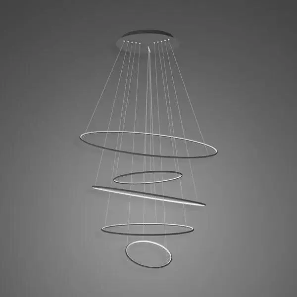 Lampa wisząca Ledowe Okręgi No.5 120cm 4k czarna