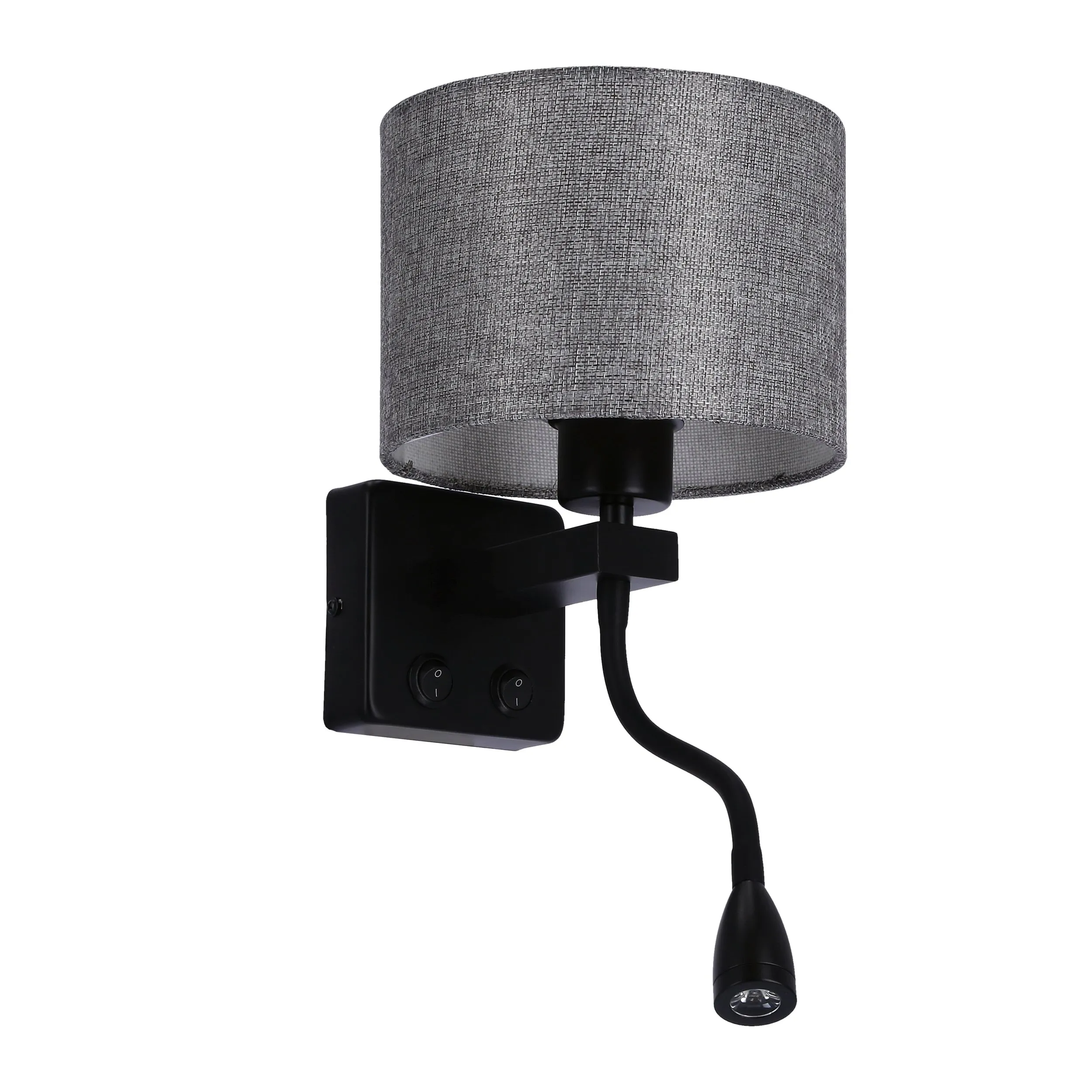POLO KINKIET 1X40W E27 + 2W LED CZARNY ABAŻ. OKRĄGŁY SZARY - obrazek 6