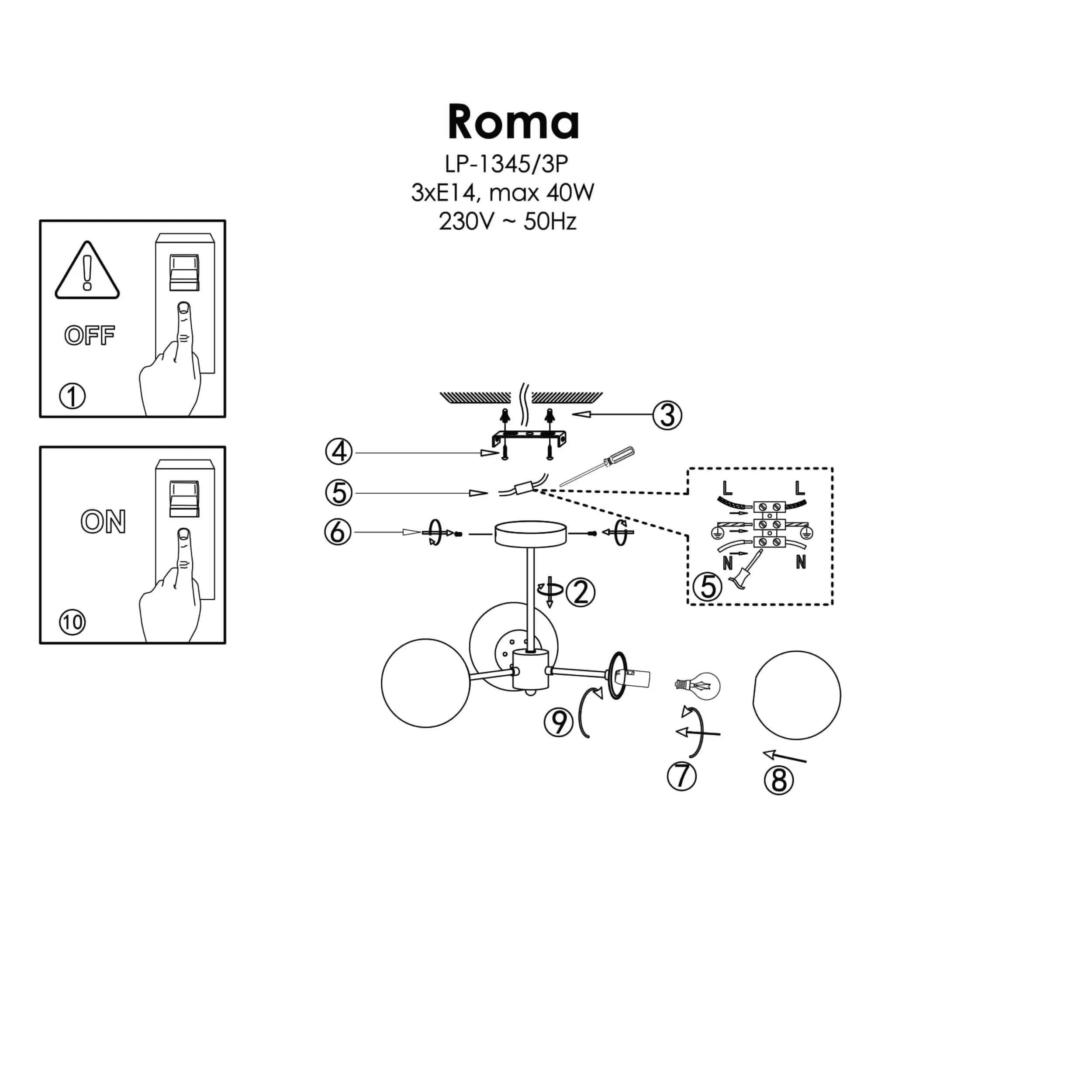 Lampa wisząca Roma 3 czarna 3xE14 - obrazek 4