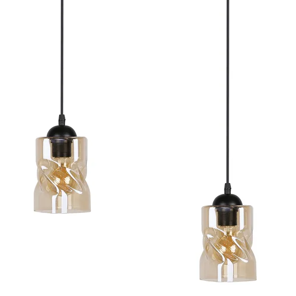Felis lampa wisząca czarny 2x60w e27 klosz bursztynowy