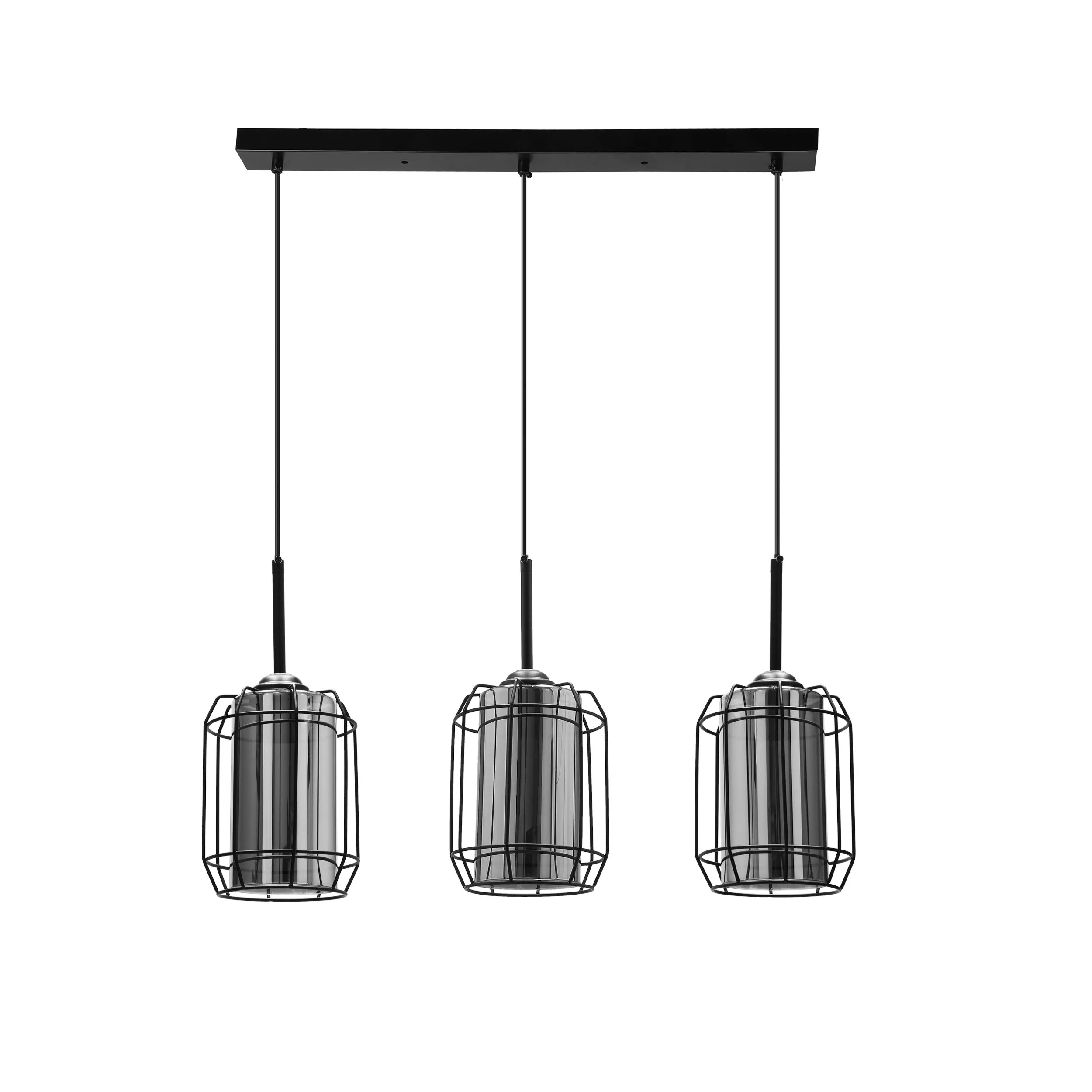Jonera lampa wisząca czarny 3x40w e27 klosz dymiony - obrazek 3