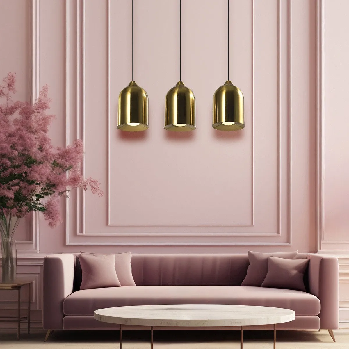 Metalowa lampa wisząca Nilo złota 3xGU10 - obrazek 2