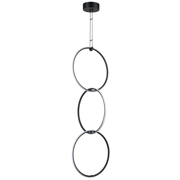 Lampa wisząca COCO 3, 40 cm - LED, czarny minimalistyczny potrójny  ring
