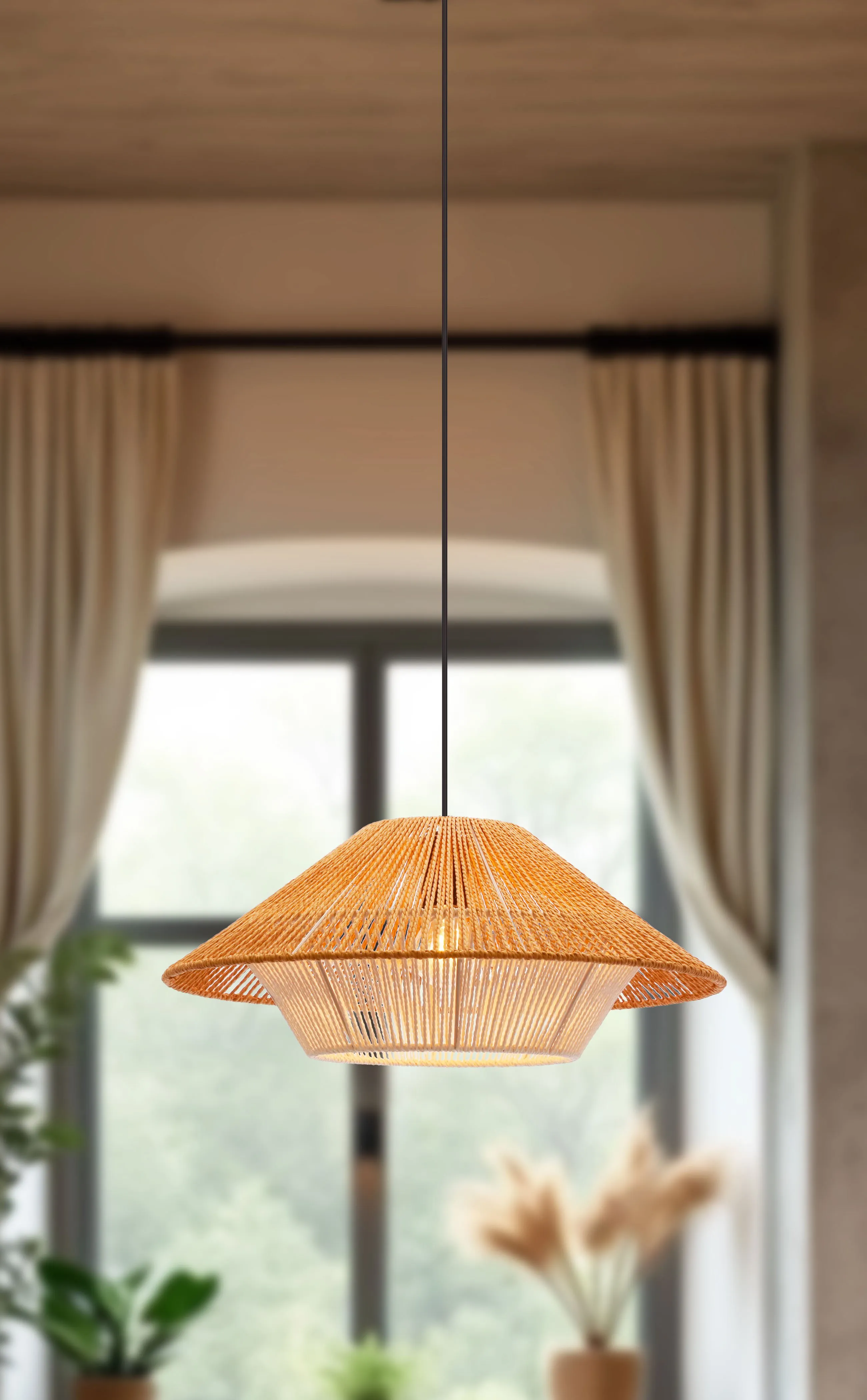 Africa lampa wisząca 50 czarny 1x40W E27 abażur beżowy+biały - obrazek 2
