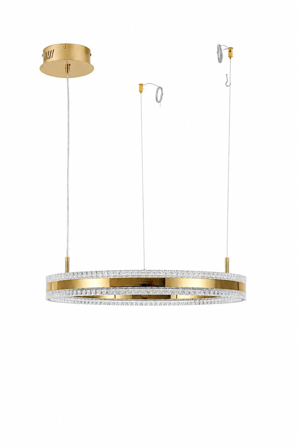 Lampa wisząca ARKADIA LED 60 cm - złoty połysk z kryształowym pierścieniem - obrazek 7
