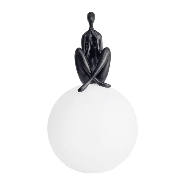 Lampa stołowa WOMAN-3 ,47 cm -czarna figura,biały klosz