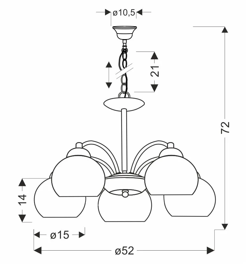 Lampa wisząca MEDINA srebrna 5x60W E27klasyczna elegancja do salonu jadalni
