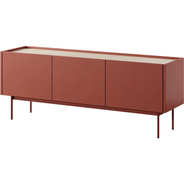 Szafka RTV COLOUR 01 ceramic red / dąb linearny