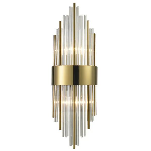 Lampa ścienna DRACO-S, 45 cm - kryształowo - złota, styl glamour