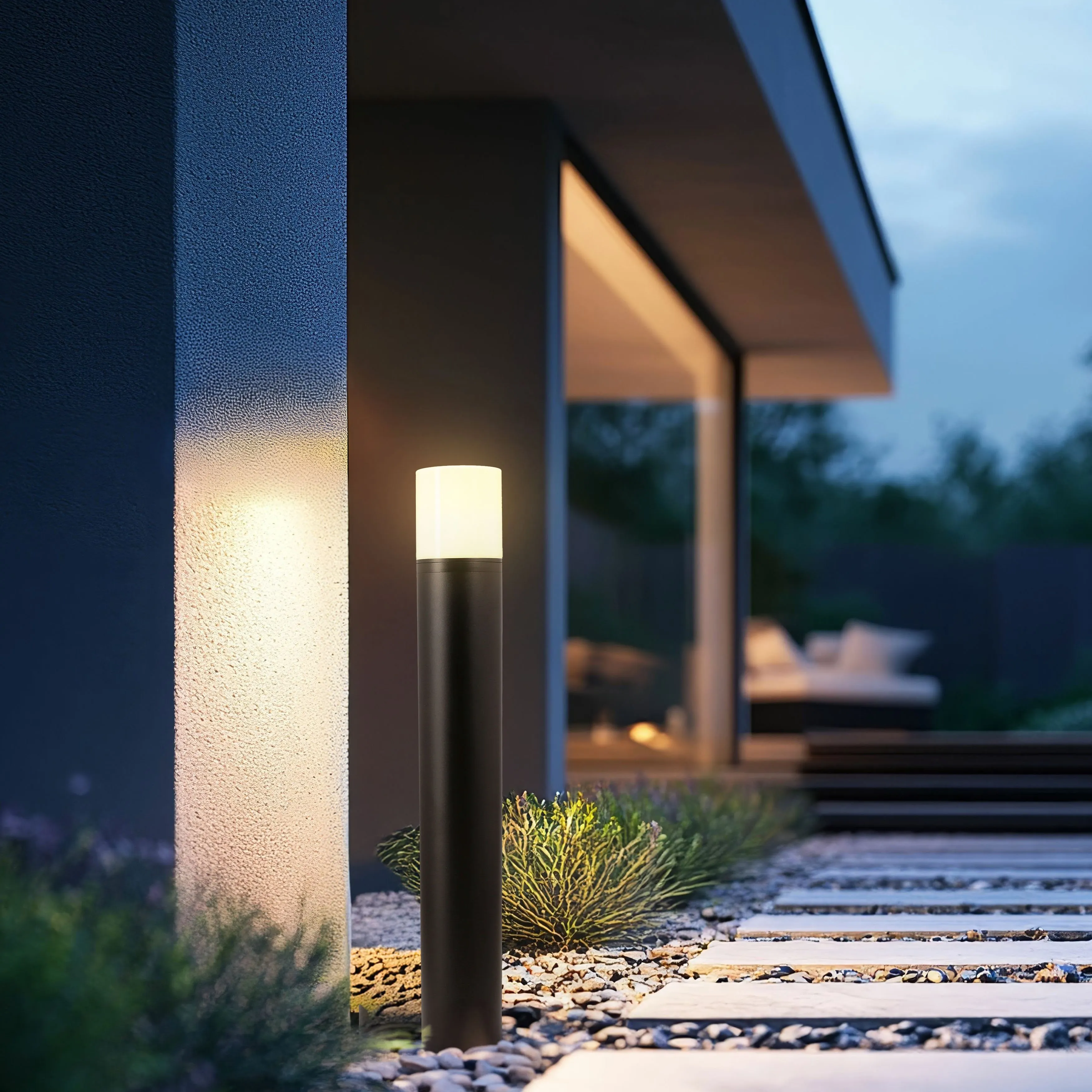 Lampa ogrodowa LED SEDUM – czarny słupek 12W IP65 – nowoczesne oświetlenie ścieżki ogrodowej - obrazek 2