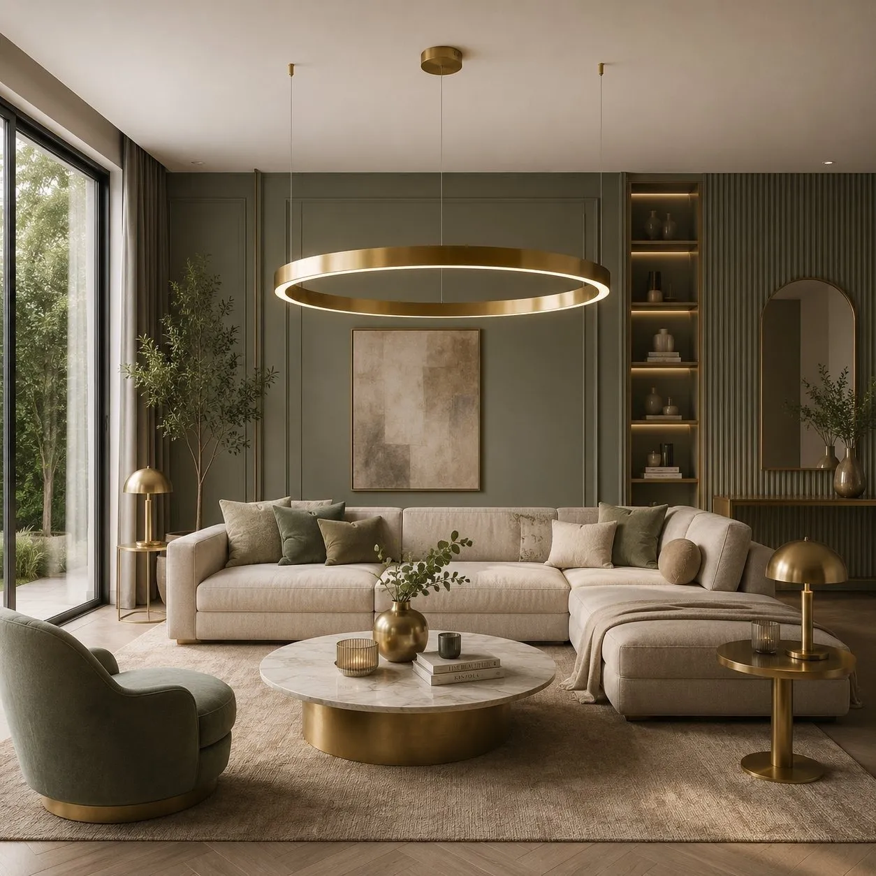 Lampa wisząca CIRCLE 120 cm - LED, ring mosiądz szczotkowany - obrazek 2