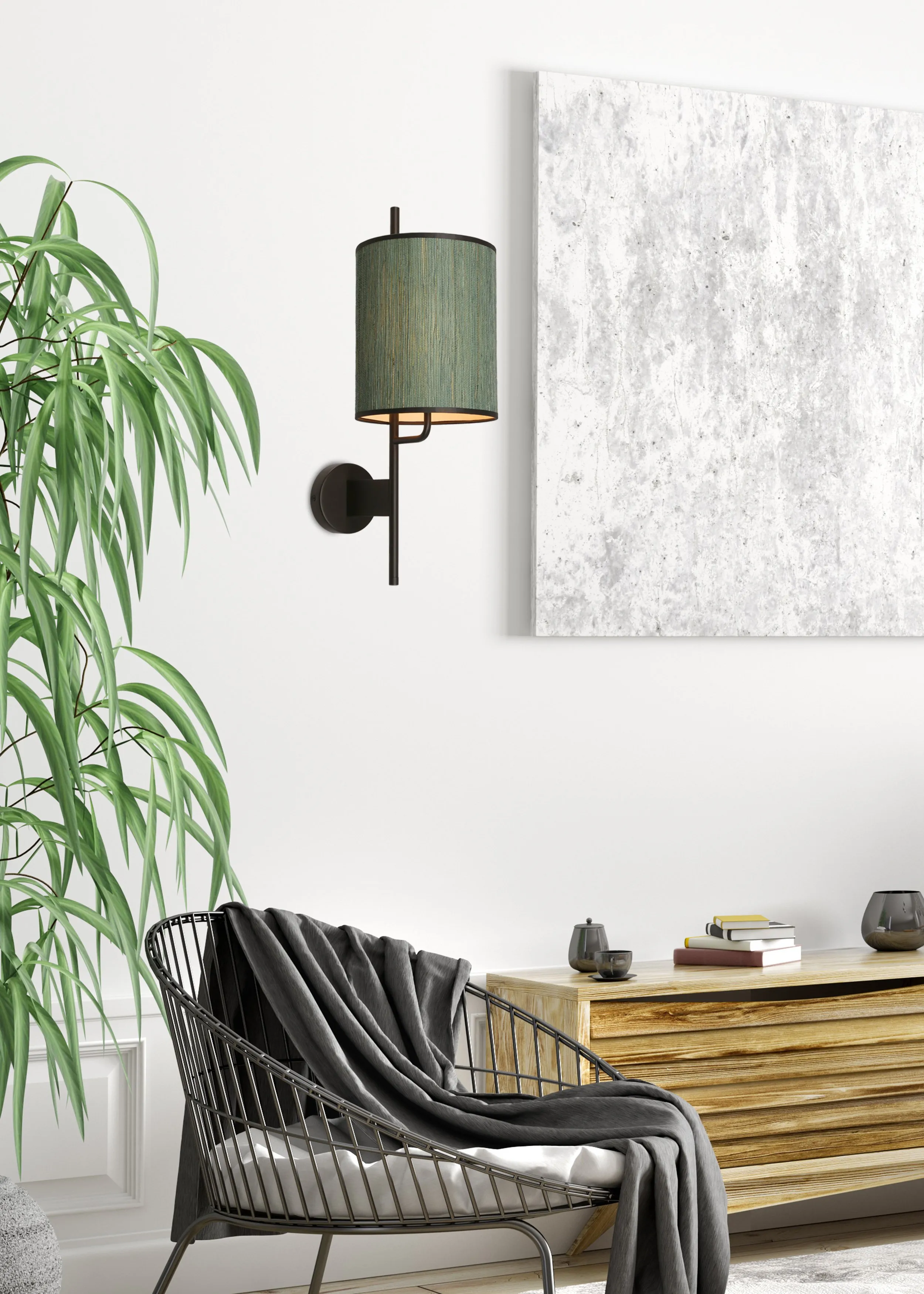 BENDI LAMPA KINKIET CZARNY 1X40W E27 ABAŻUR ZIELONY - obrazek 2