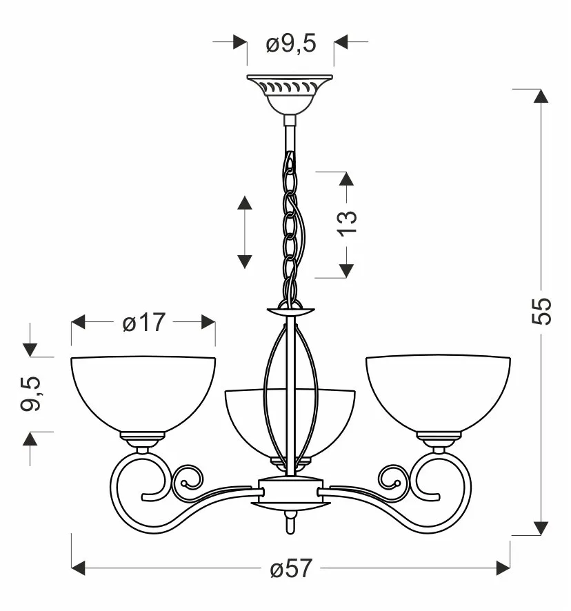 HORIZON lampa wisząca patynowy 3x40 E27 klosz biały - obrazek 2