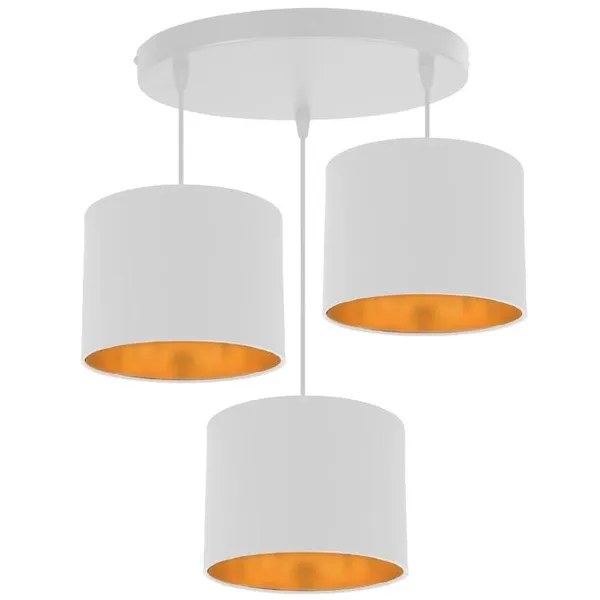 Atlanta lampa wisząca biały talerz 3x40w e27 abażur biały