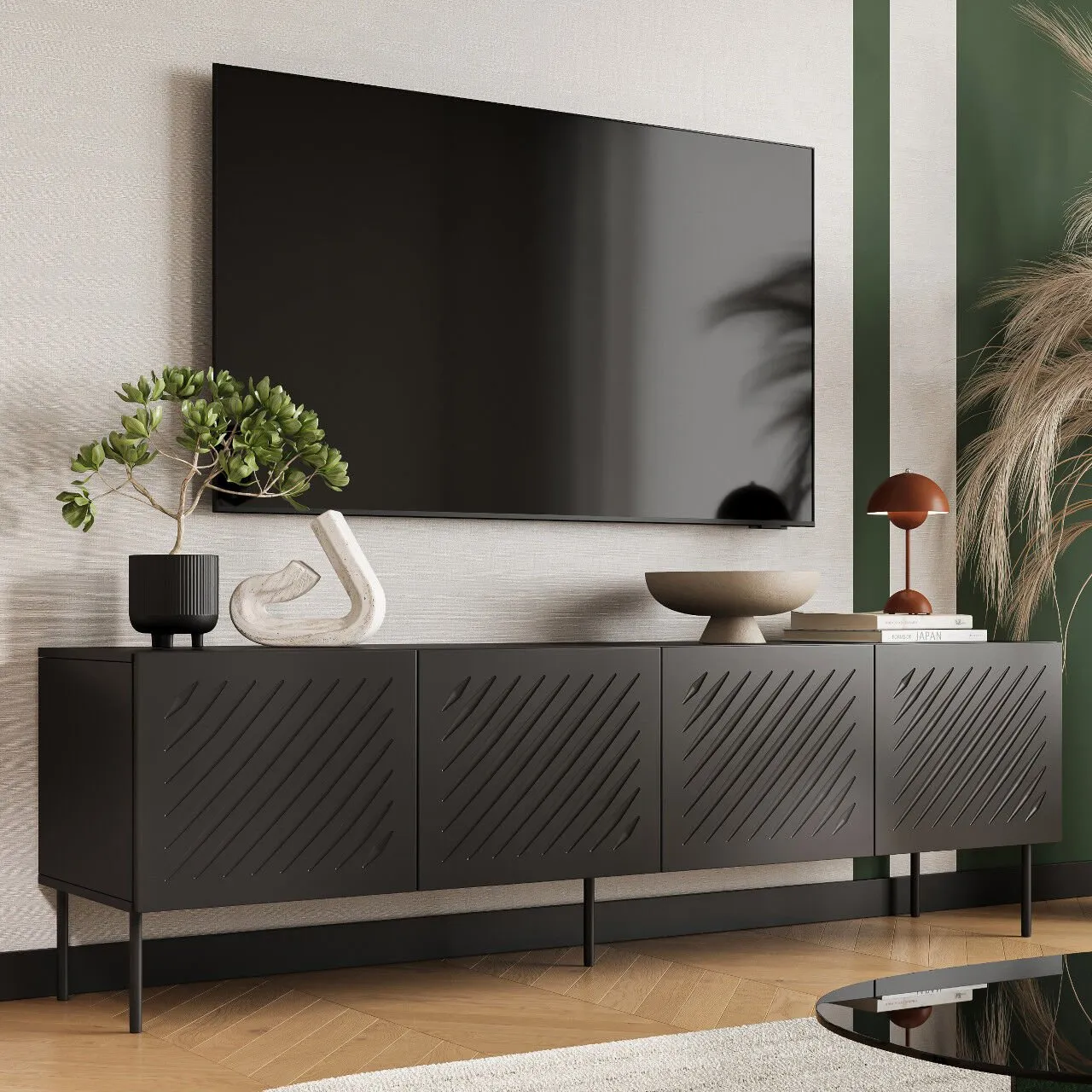 Komoda RTV CASSIE 200 czarny mat - obrazek 4