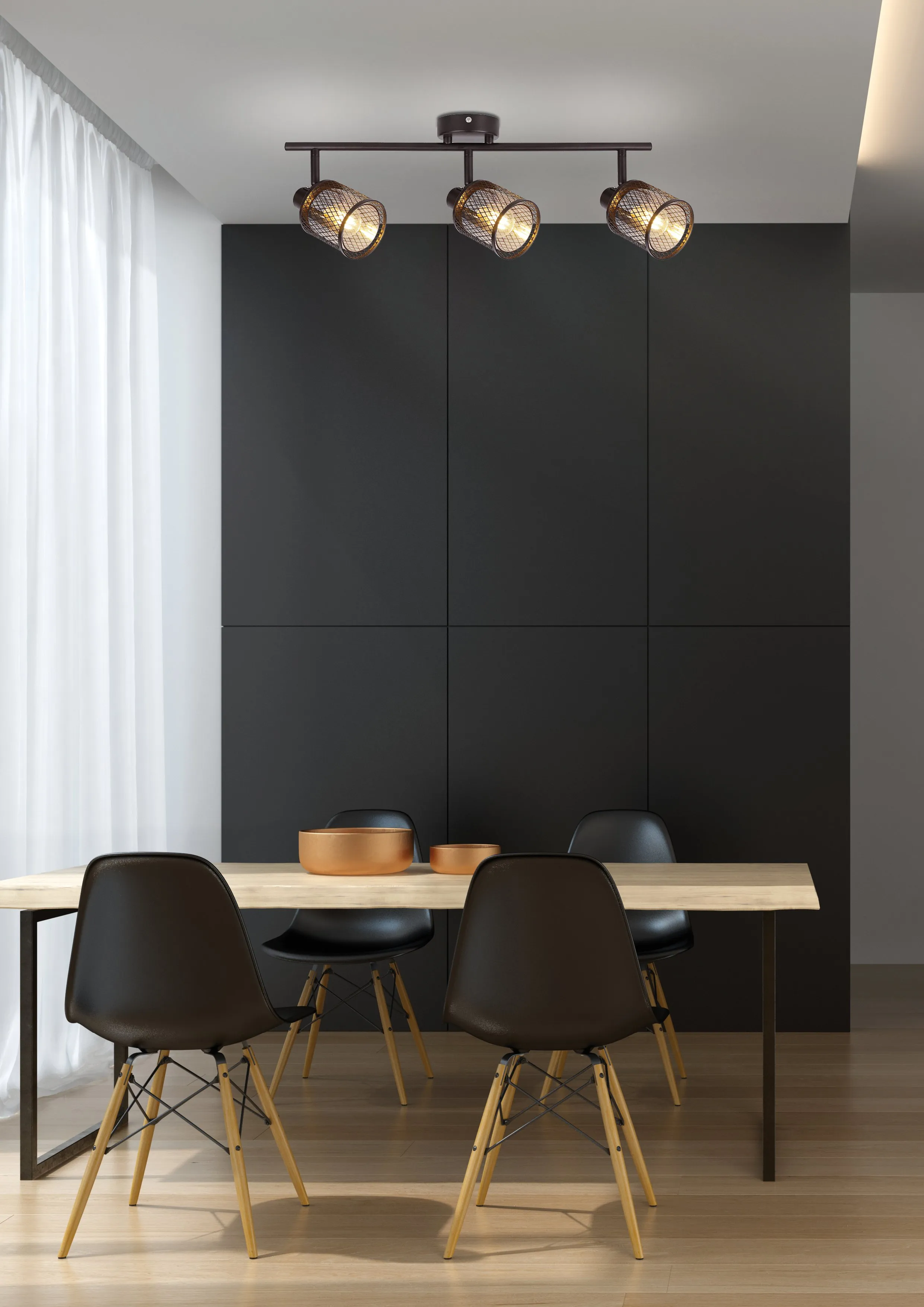 LAMPA SUFITOWA CANABERA KAWOWE ZŁOTO 3X40W E14 KLOSZ BURSZTYNOWY - obrazek 2