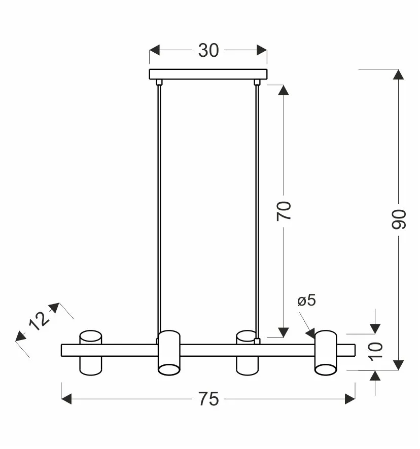 Xilo lampa sufitowa czarny+drewniany 4x25W GU10 klosz biały - obrazek 2