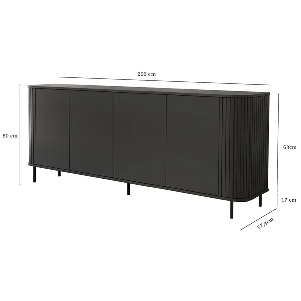 Komoda 4D 200 ZENO czarny / złoty