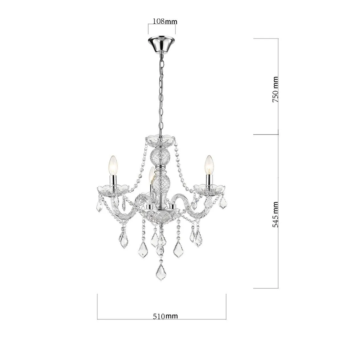 Lampa wisząca Cristallo srebrna 3xE14 - obrazek 5