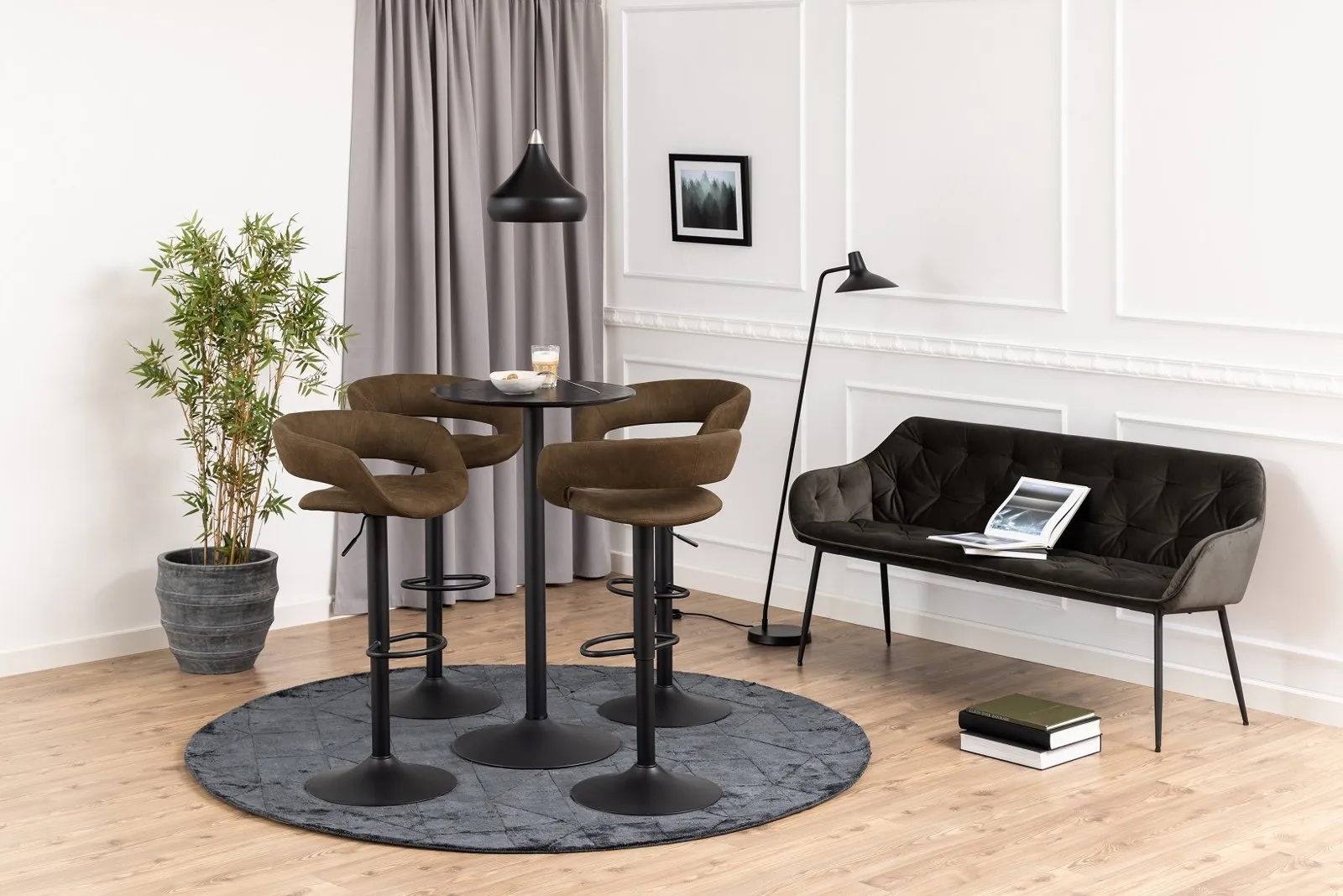 Stół barowy Ibiza Actona MDF metal czarny okrągły 60 cm matowy - obrazek 7