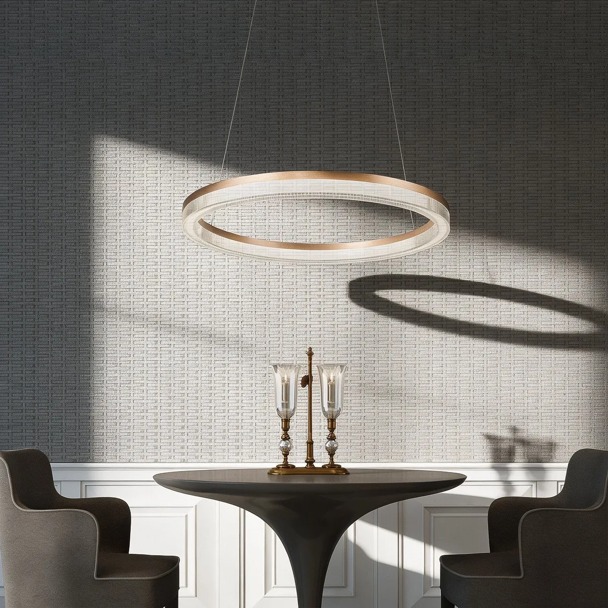 Lampa wisząca Midway Cristal Triangle złoto - transparentna mała LED CCT - obrazek 7