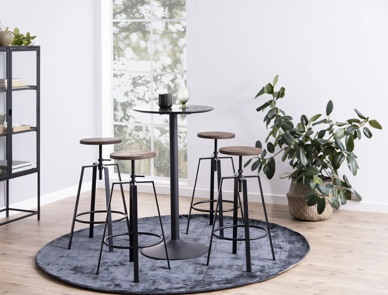 Stół barowy Ibiza Actona MDF metal czarny okrągły 60 cm matowy - obrazek 3