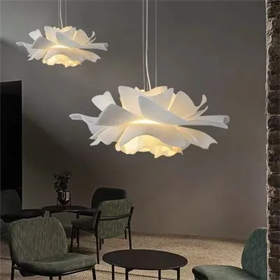 Lampa wisząca PEONY biała 50 cm - nowoczesna lampa sufitowa do salonu - obrazek 2