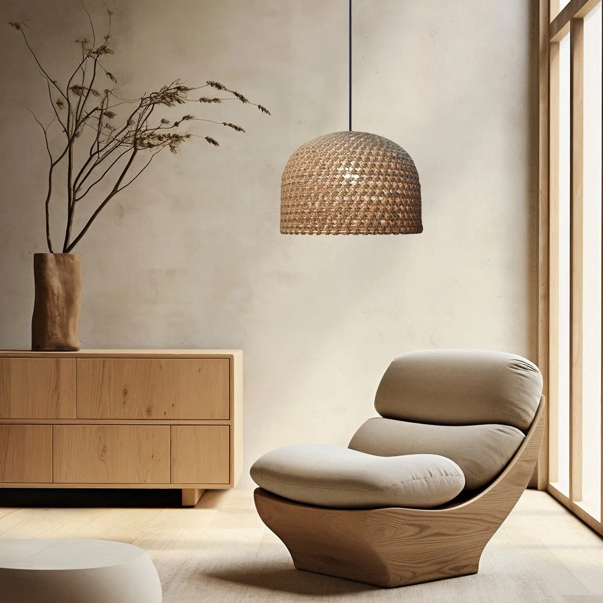 Rattanowa lampa wisząca Kanso 40 cm jasne drewno 1xE27 - obrazek 4