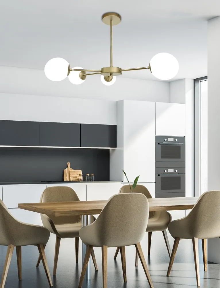 Mati lampa wisząca mosiądz 4x20w g9 klosz biały - obrazek 2